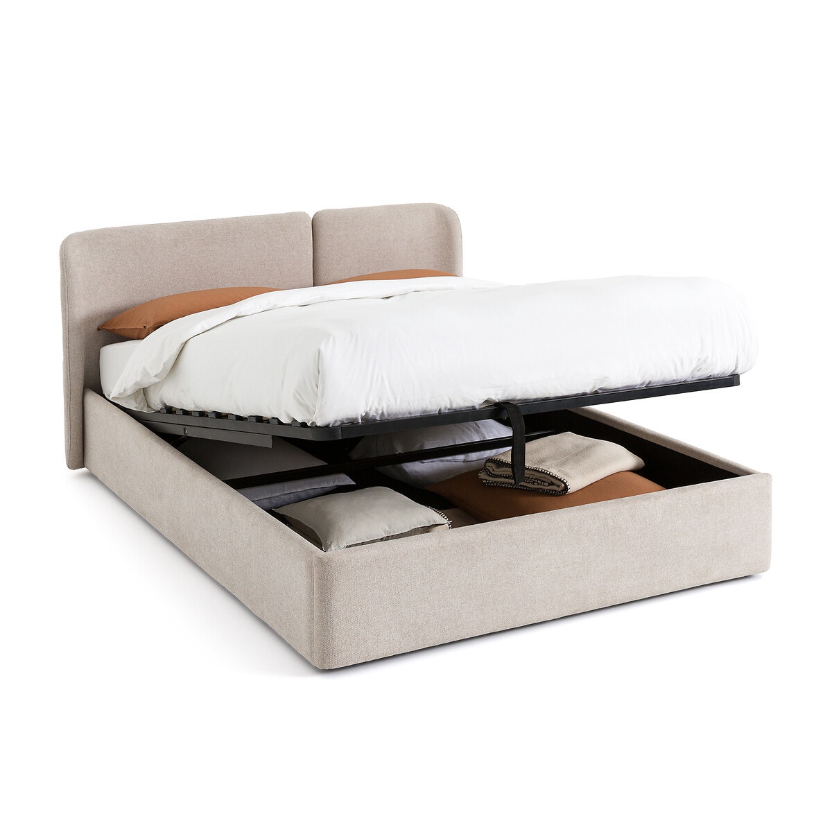 Κρεβάτι με αποθηκευτικό χώρο και ανακλινόμενο τελάρο με τάβλες Μ166xΠ204xΥ92cm